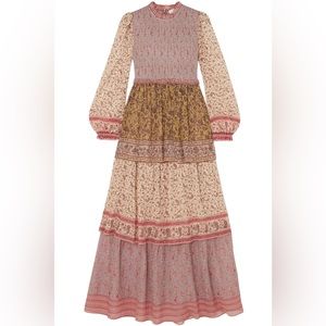ZIMMERMANN Tiered Printed Maxi Dress Silk Blend with Ruffles Size 3